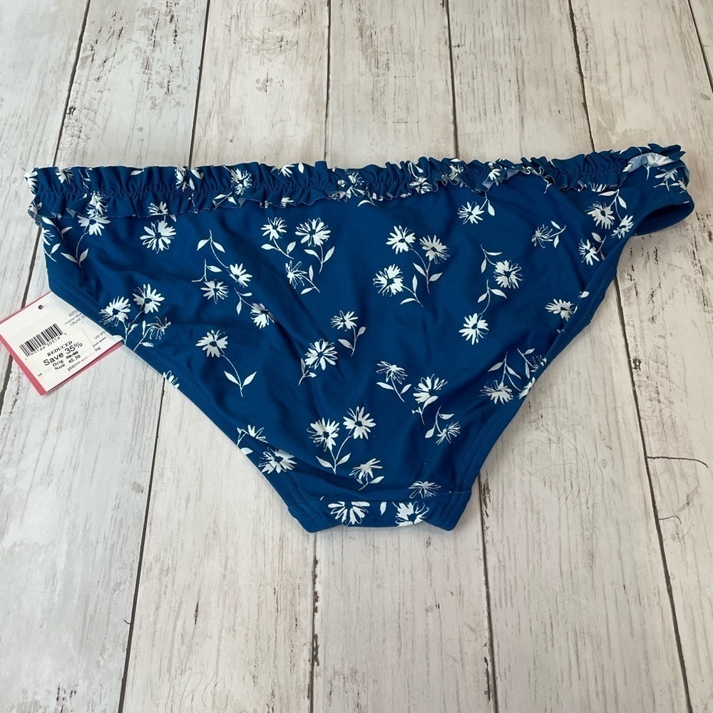 Kate Spade women’s Macaw Blue L Bikini Bottom Cruze blue white team boho floral - Picture 7 of 7